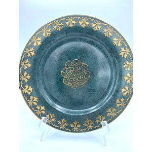 Vintage Toyo Ceramic Porcelain Hand Painted Golden Decorated Gray Plate Charger